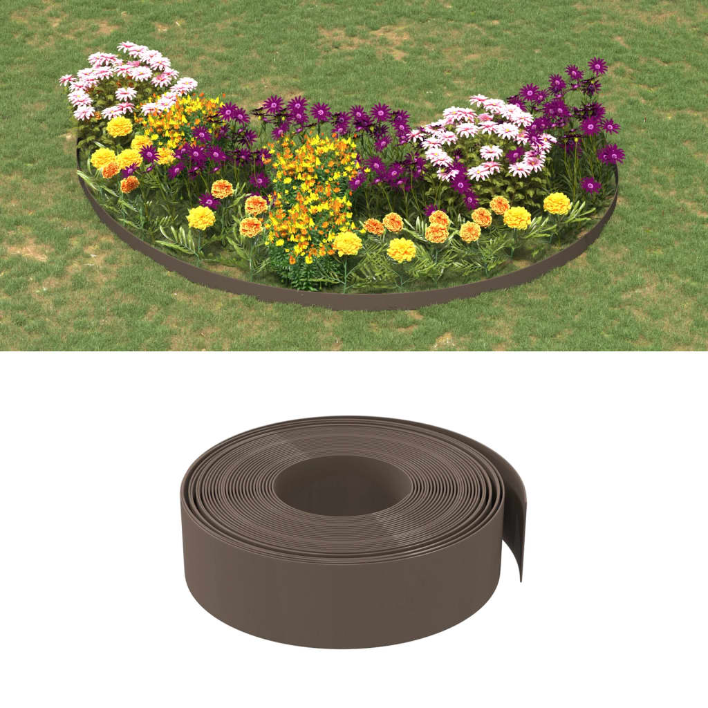 VidaXL Tuinranden 2 st 10 m 15 cm polyetheen bruin