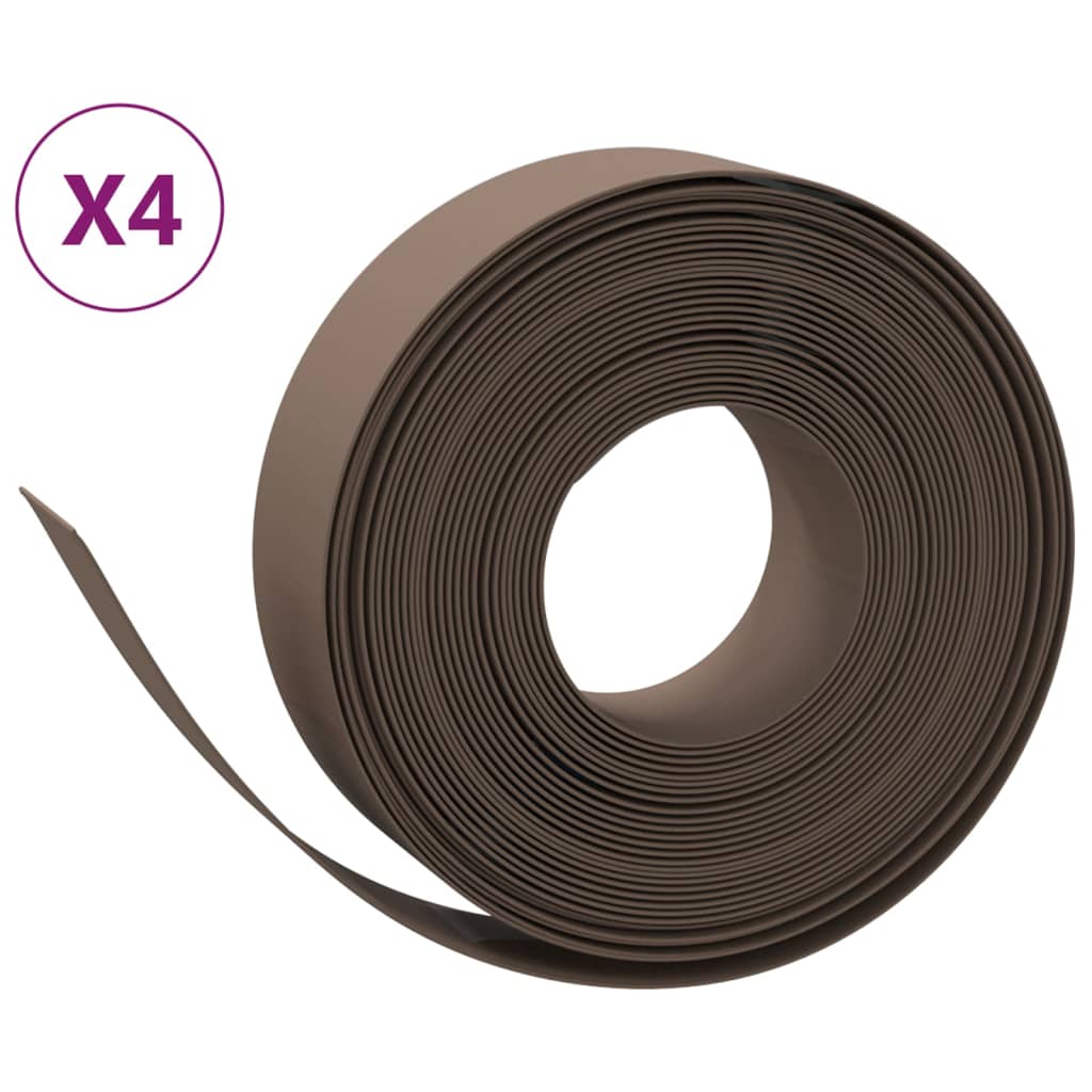 VidaXL Tuinranden 4 st 10 m 15 cm polyetheen bruin