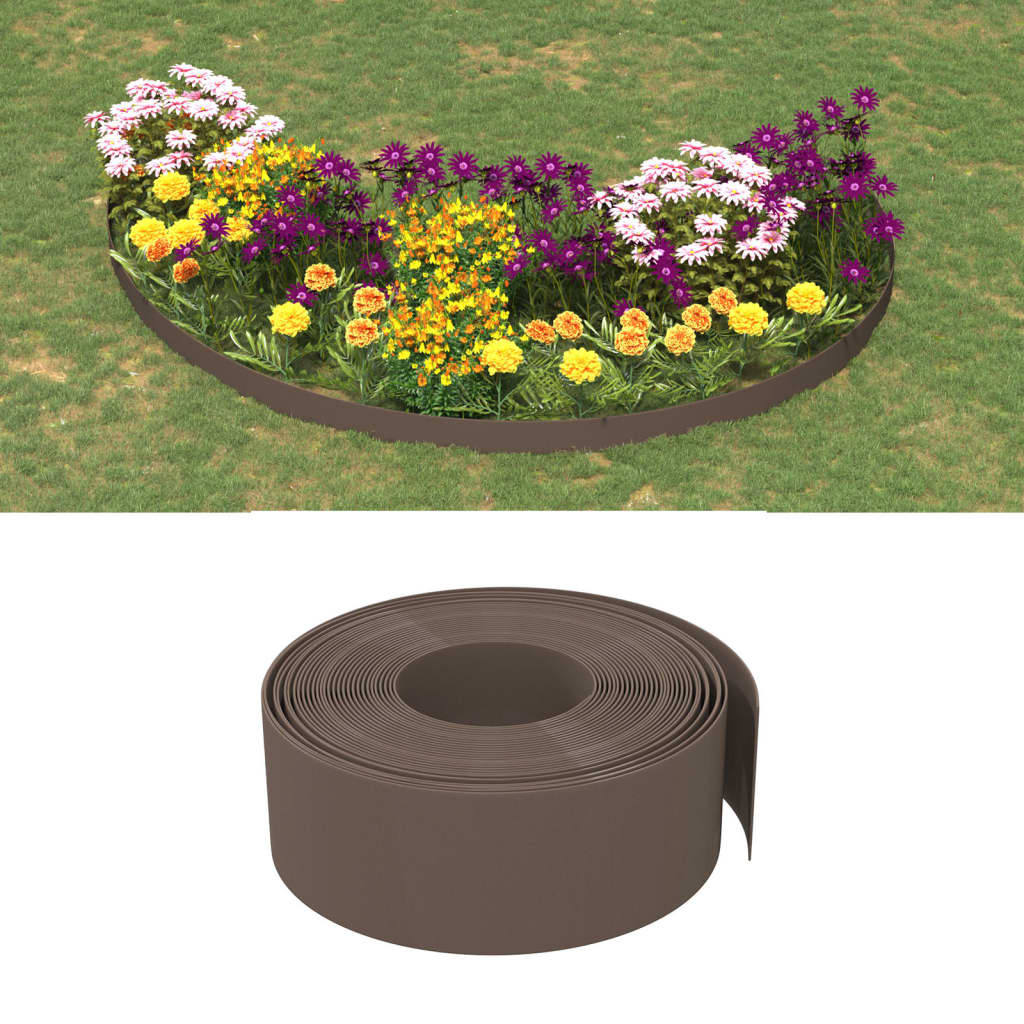 VidaXL Tuinranden 2 st 10 m 20 cm polyetheen bruin