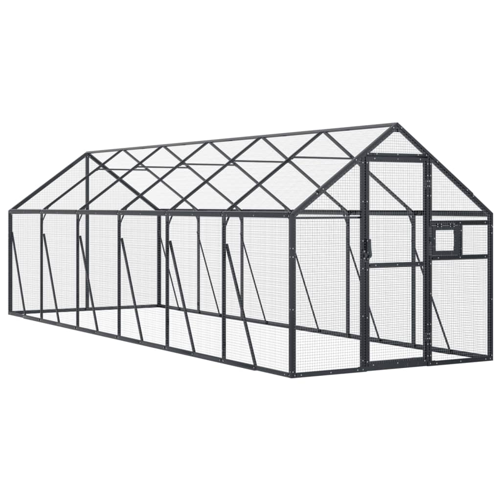 VidaXL Volière 1,79x6x1,85 m aluminium antracietkleurig