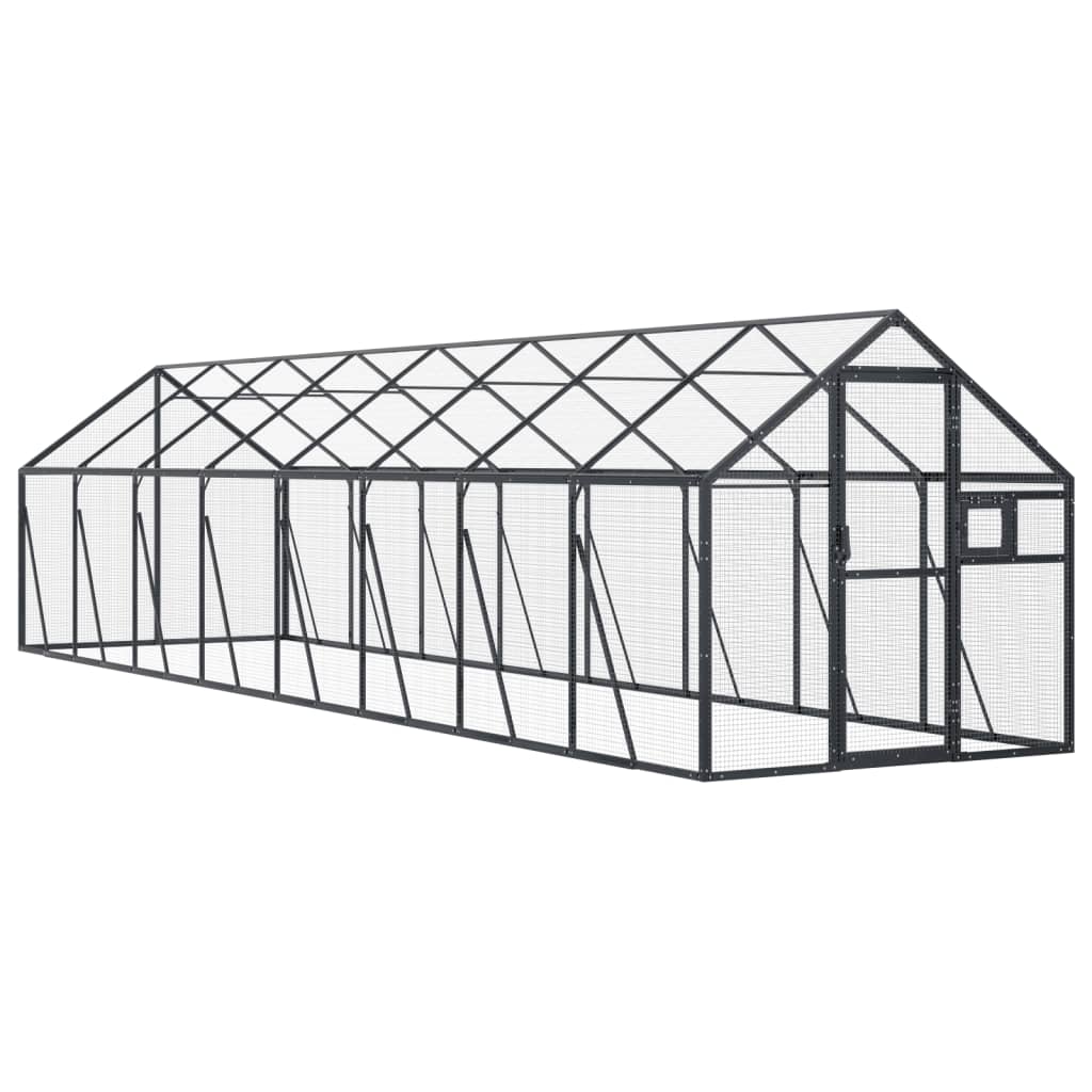 VidaXL Volière 1,79x8x1,85 m aluminium antracietkleurig