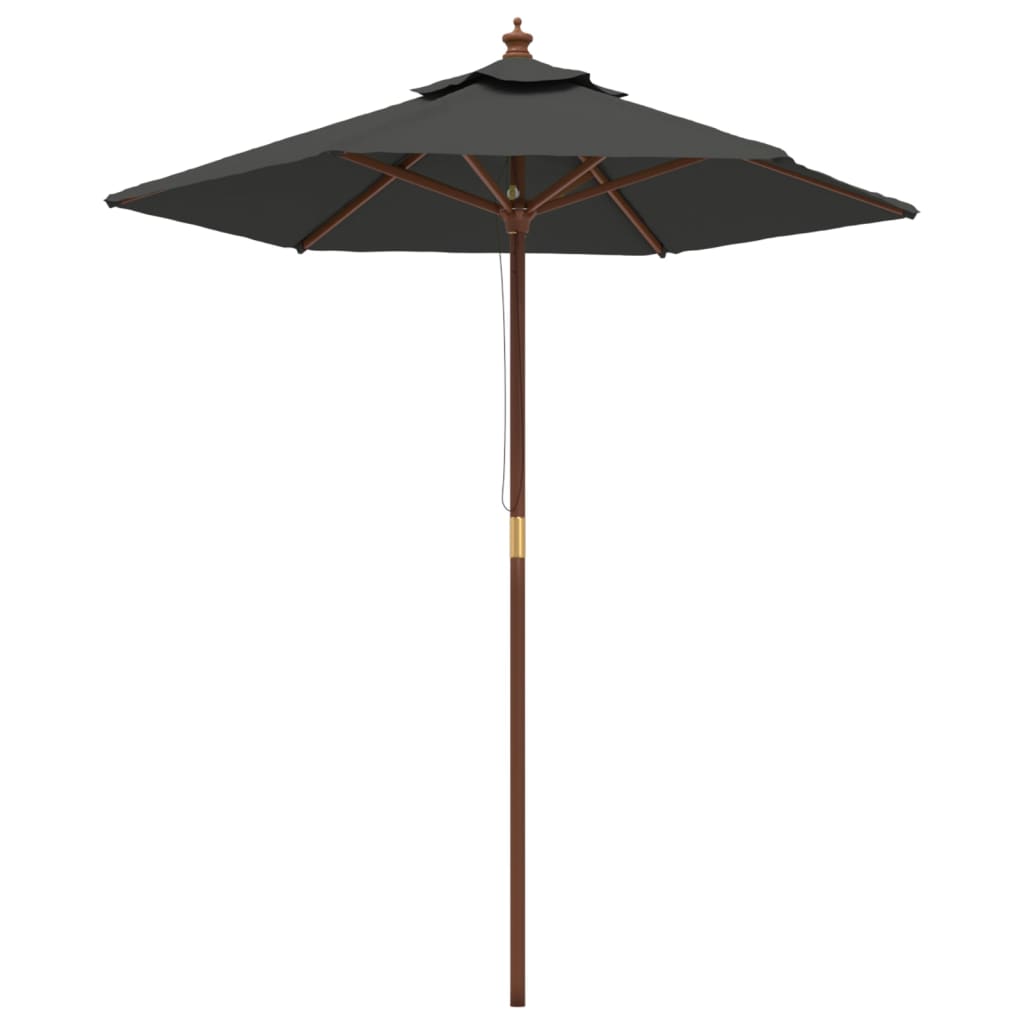 Vidaxl parasol met houten paal 196x231 cm antracietkleurig