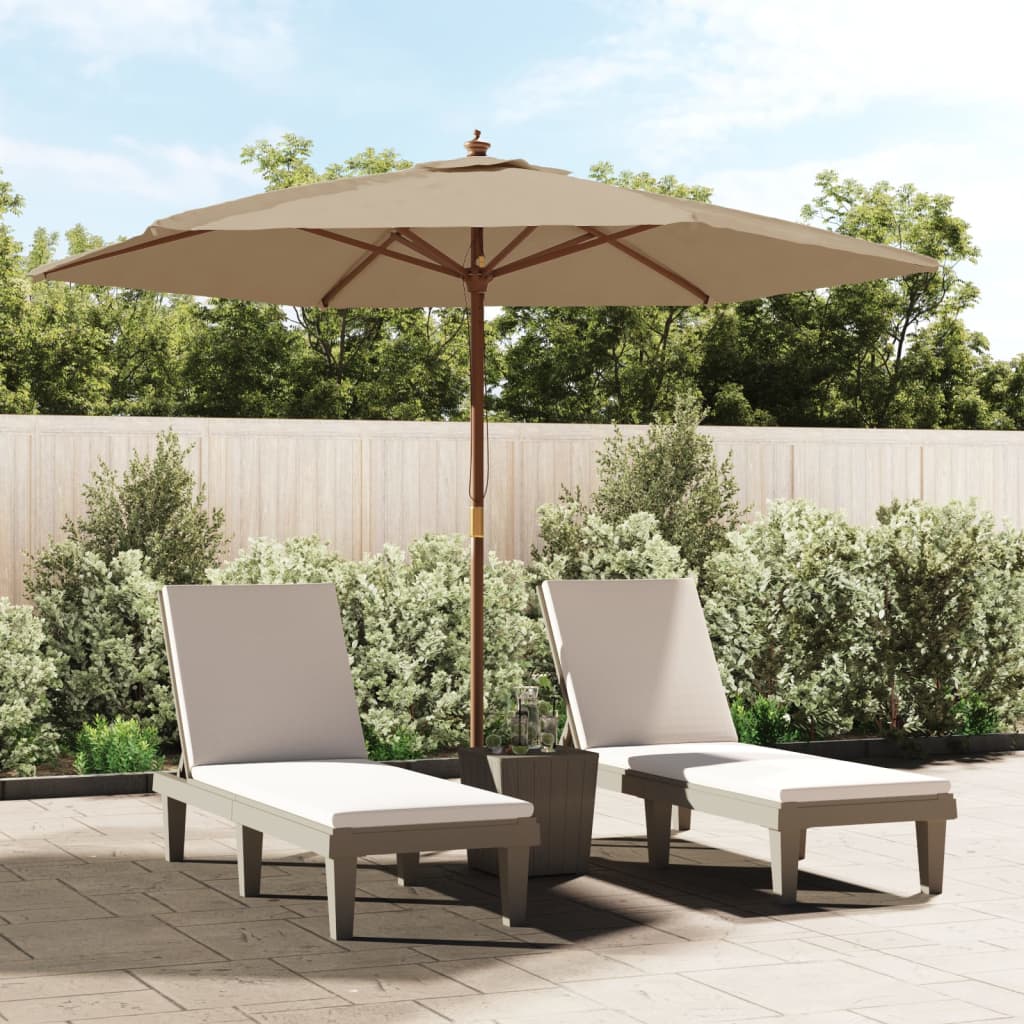 Vidaxl parasol met houten paal 299x240 cm taupe