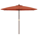 Vidaxl parasol met houten paal 299x240 cm terracottakleurig