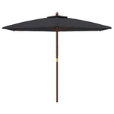 Vidaxl parasol met houten paal 299x240 cm zwart