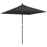 Vidaxl parasol met houten paal 198x198x231 cm zwart