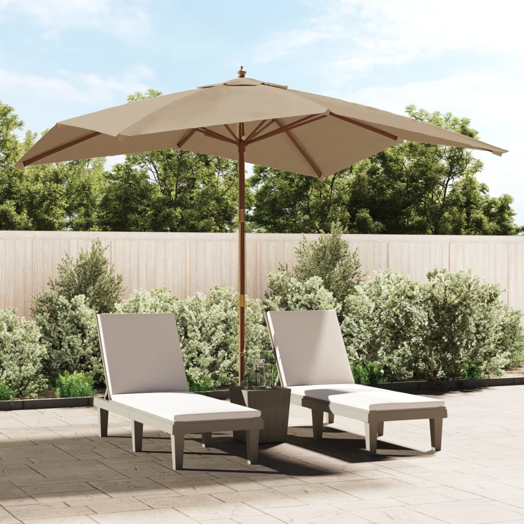 Vidaxl parasol met houten paal 300x300x273 cm taupe