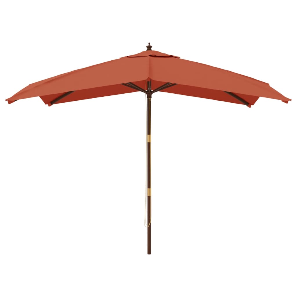 Vidaxl parasol met houten paal 300x300x273 cm terracottakleurig