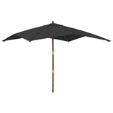 Vidaxl parasol met houten paal 300x300x273 cm zwart