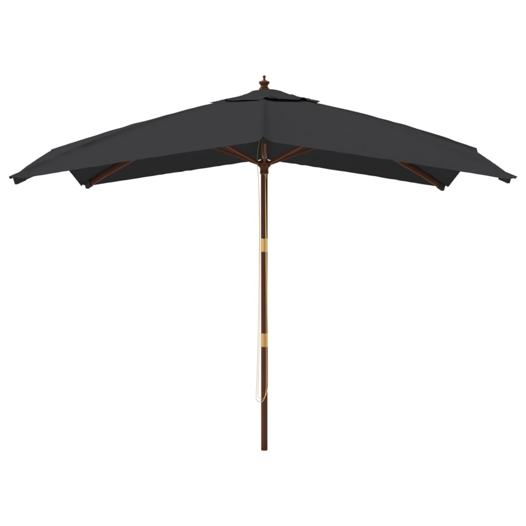 Vidaxl parasol met houten paal 300x300x273 cm zwart