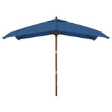 Vidaxl parasol met houten paal 300x300x273 cm azuurblauw