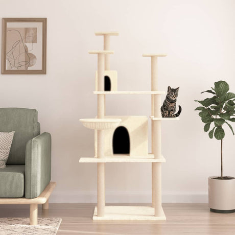 Vidaxl kattenmeubel met sisal krabpalen 166 cm crèmekleurig