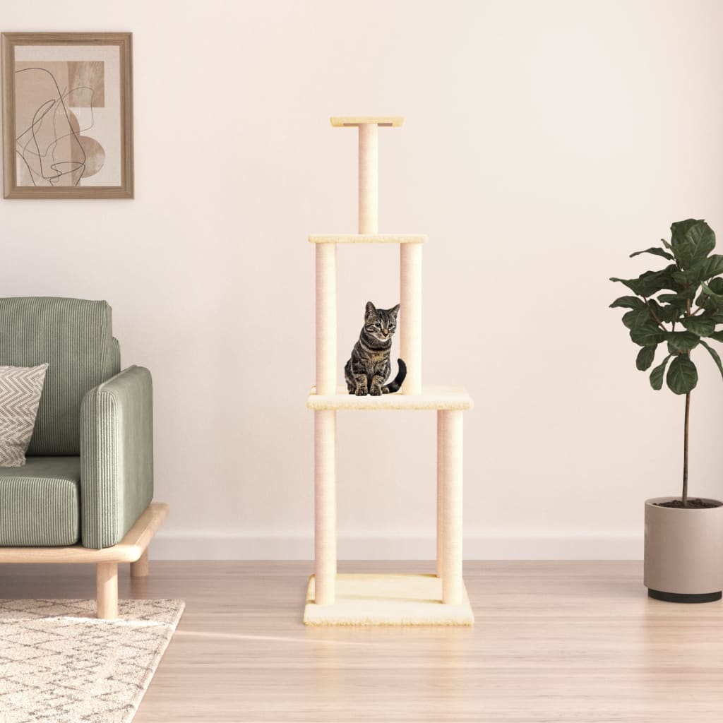 Vidaxl kattenmeubel met sisal krabpalen 149 cm crèmekleurig