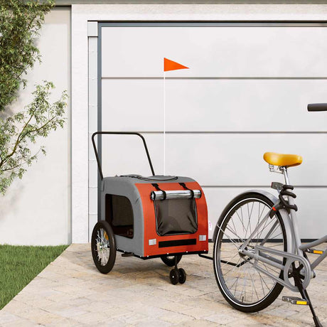 Vidaxl hondenfietstrailer oxford stof en ijzer oranje en grijs