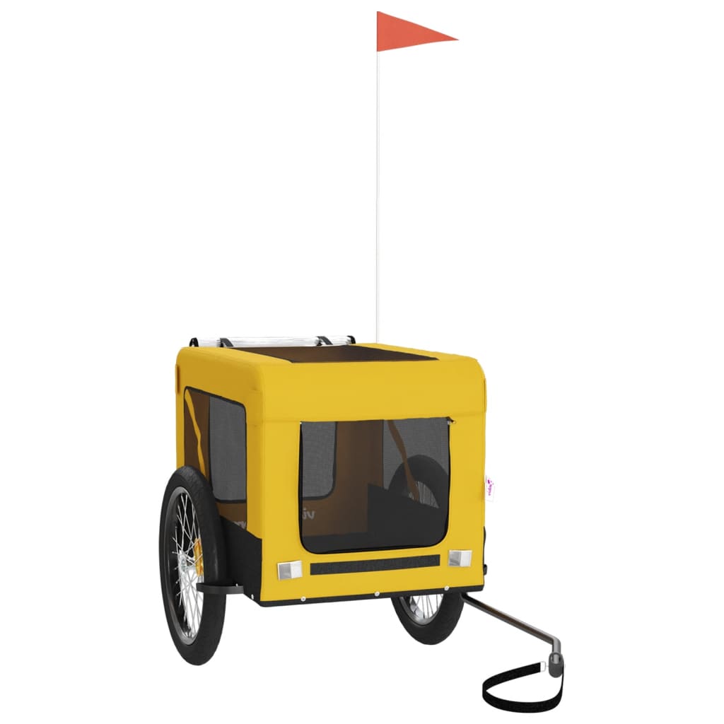 Vidaxl hondenfietstrailer oxford stof en ijzer geel en zwart