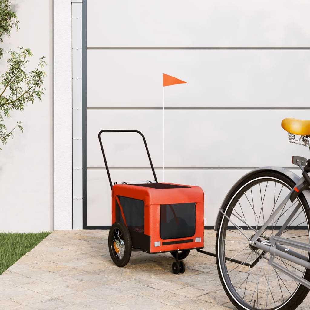 Vidaxl hondenfietstrailer oxford stof en ijzer oranje en zwart