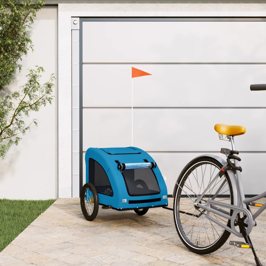 Vidaxl hondenfietstrailer oxford stof en ijzer blauw