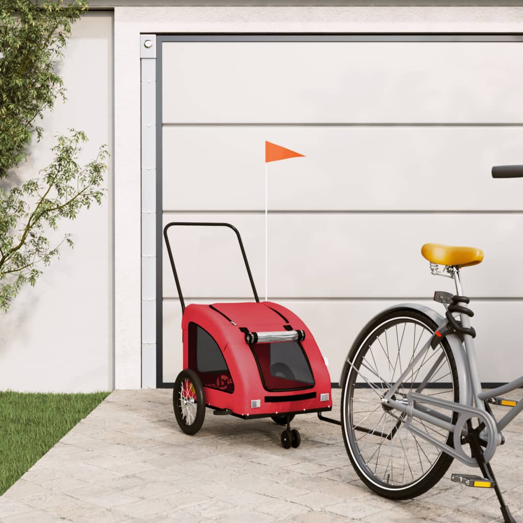 Vidaxl hondenfietstrailer oxford stof en ijzer rood