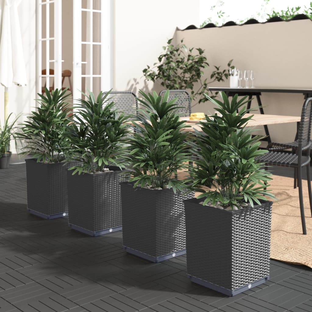 Vidaxl plantenbakken 4 st 30x30x37 cm polypropeen zwart