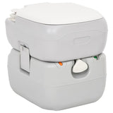 Vidaxl campingtoilet draagbaar 22+12 l hdpe grijs en wit