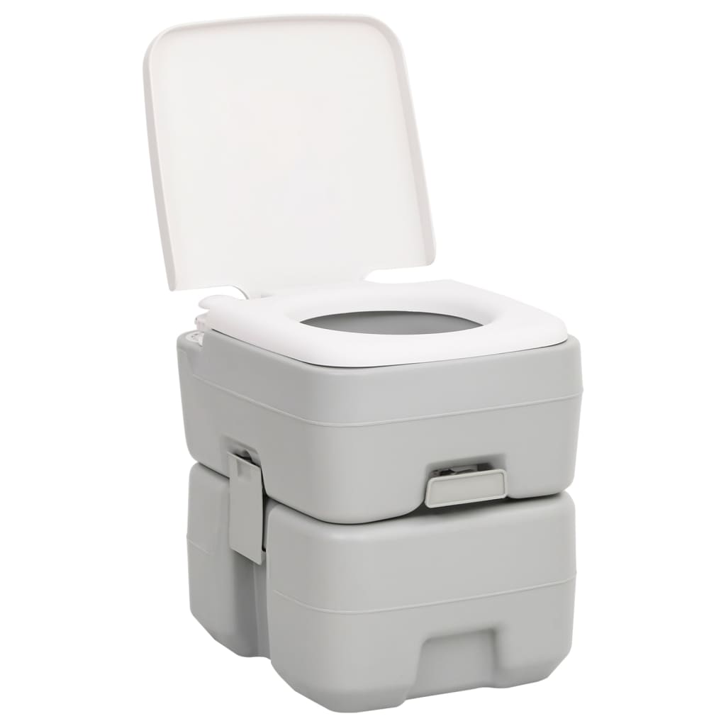 Vidaxl campingtoilet draagbaar 20+10 l hdpe grijs en wit