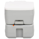 Vidaxl campingtoilet draagbaar 15+10 l hdpe grijs en wit