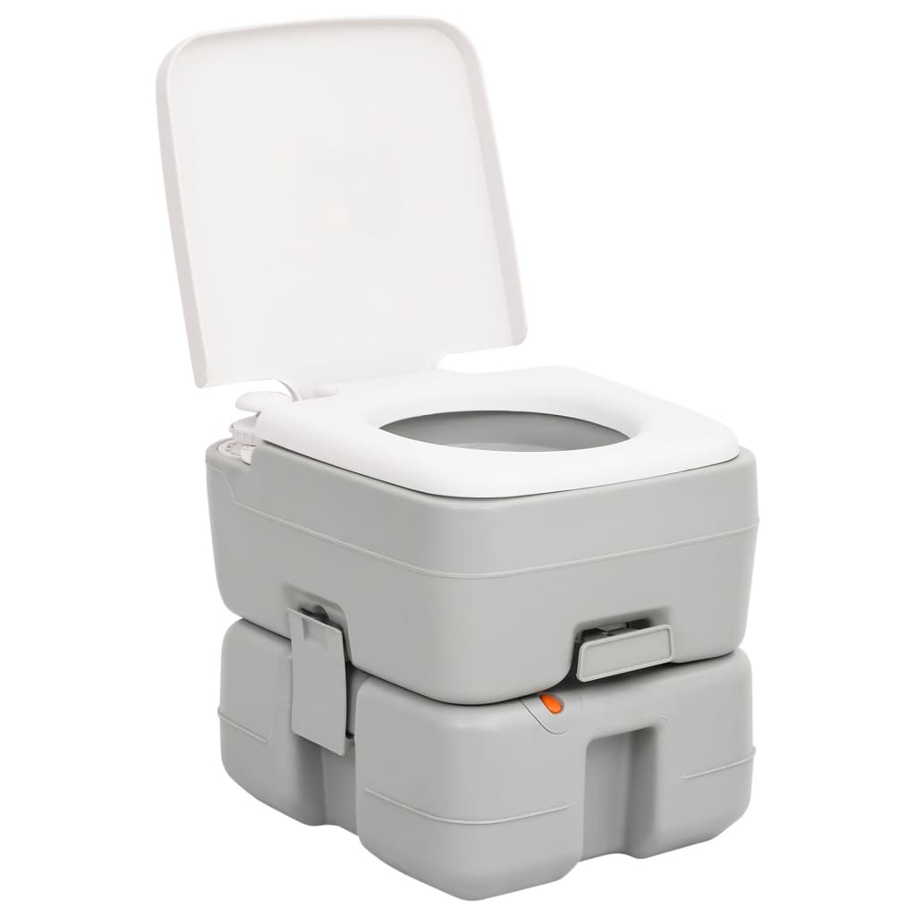 Vidaxl campingtoilet draagbaar 15+10 l hdpe grijs en wit