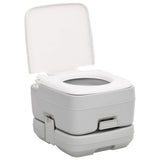 Vidaxl campingtoilet draagbaar 10+10 l hdpe grijs en wit