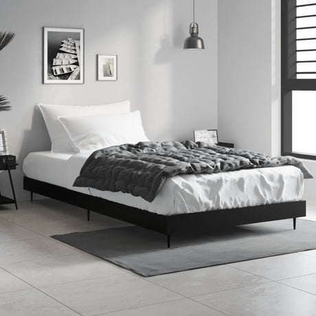 Vidaxl bedframe bewerkt hout zwart 90x200 cm
