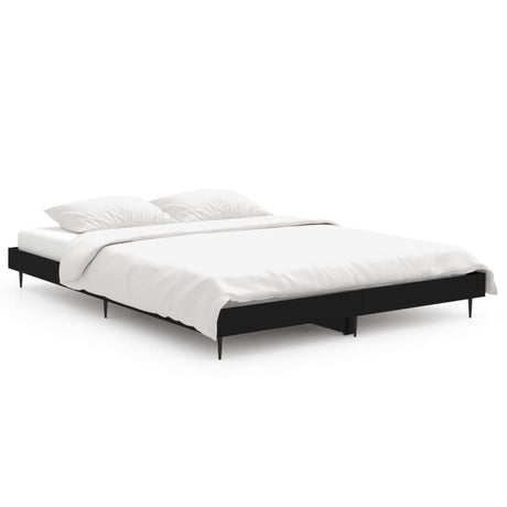 Vidaxl bedframe led massief hout zwart 140x190 cm