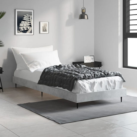 Vidaxl bedframe bewerkt hout betongrijs 75x190 cm