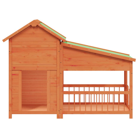 Vidaxl hondenhok 143x60,5x109 cm massief grenenhout bruin