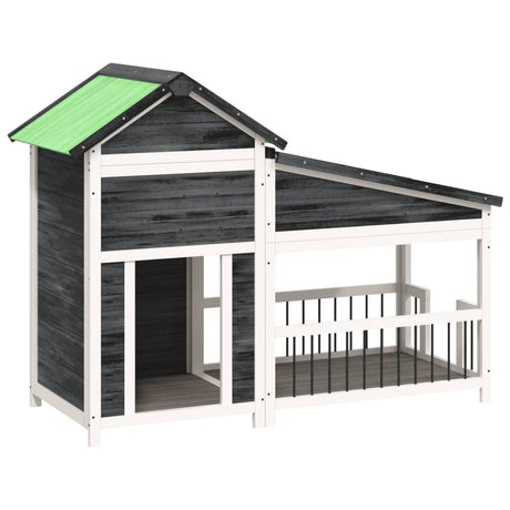 Vidaxl hondenhok 143x60,5x109 cm massief grenenhout grijs