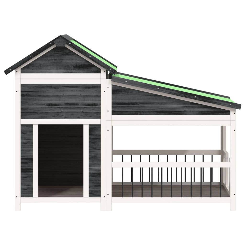 Vidaxl hondenhok 143x60,5x109 cm massief grenenhout grijs