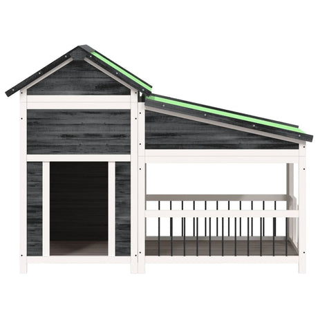 Vidaxl hondenhok 143x60,5x109 cm massief grenenhout grijs