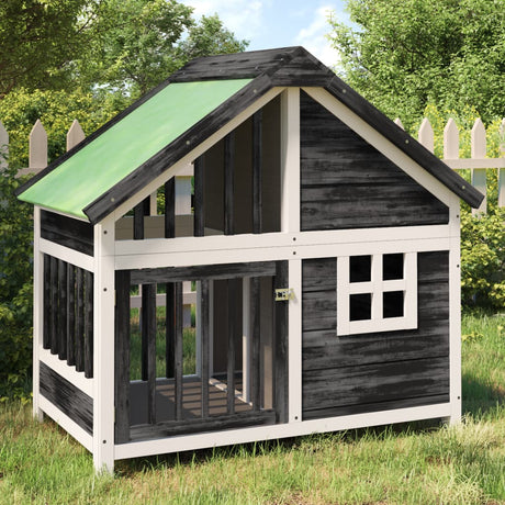 Vidaxl hondenhok 96x60,5x87 cm massief grenenhout grijs