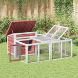 Vidaxl konijnenhok 144x123x67,5 cm massief grenenhout mokkakleurig