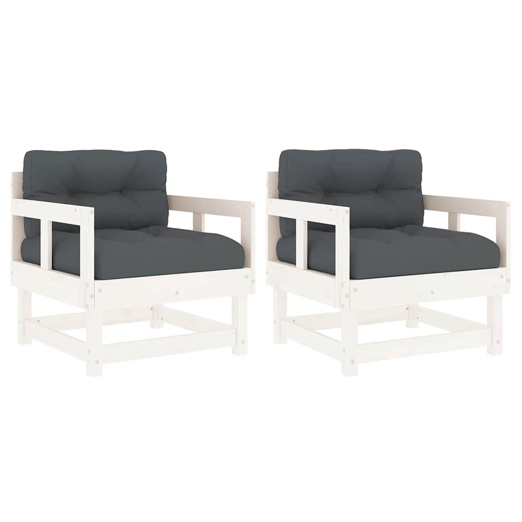Vidaxl tuinstoelen met kussens 2 st massief grenenhout wit