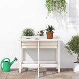 Vidaxl plantenbak met inklapbaar tafelblad massief grenenhout wit