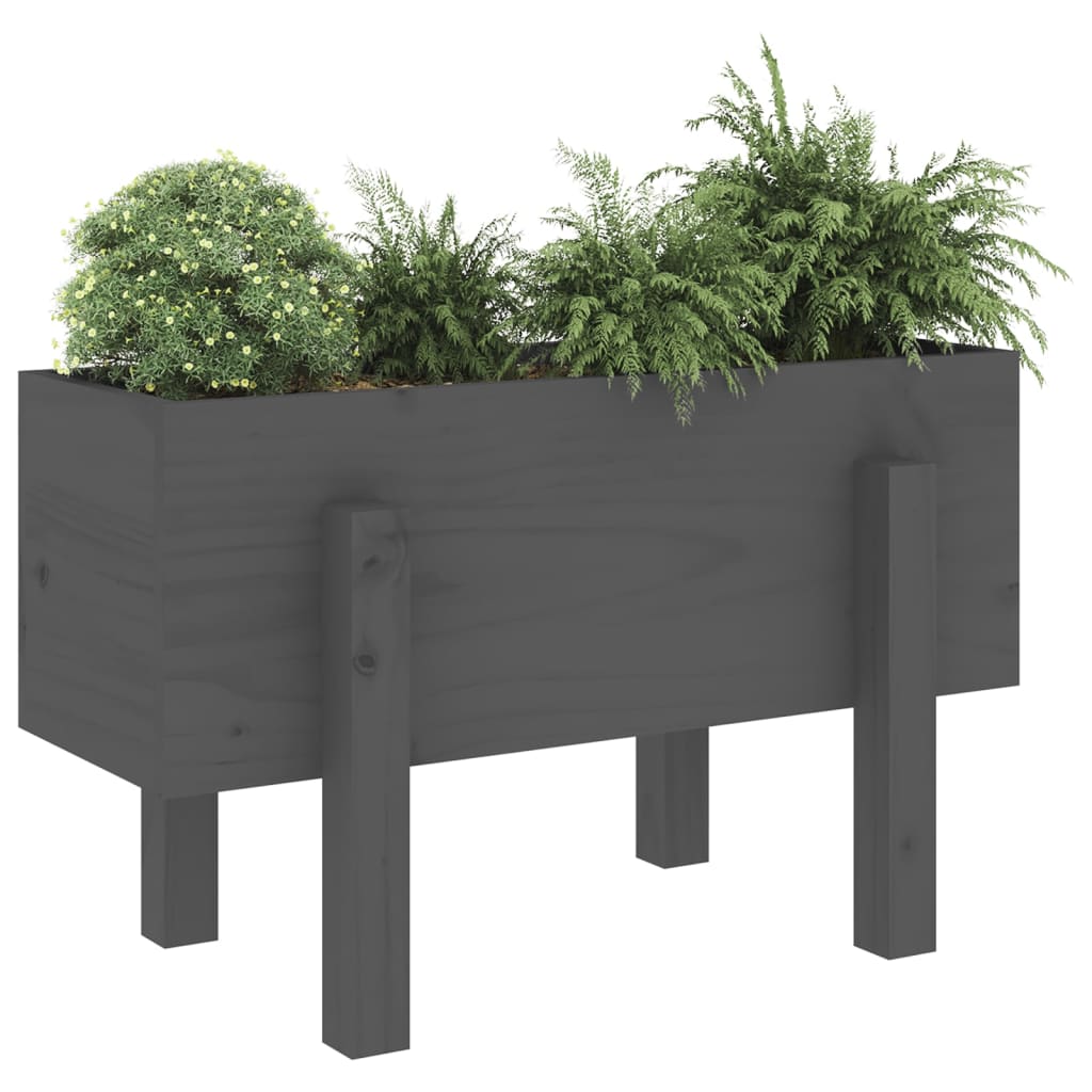 Vidaxl plantenbak 62x30x38 cm massief grenenhout grijs