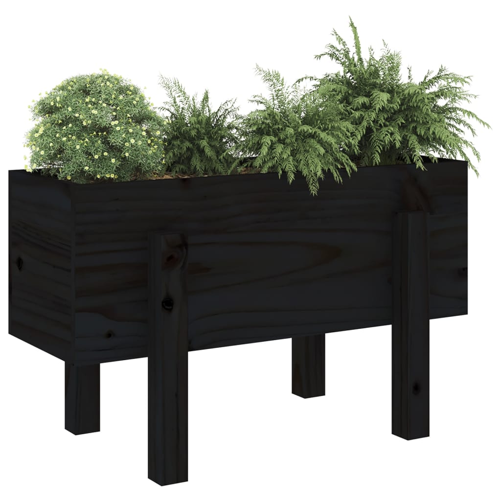 Vidaxl plantenbak 62x30x38 cm massief grenenhout zwart