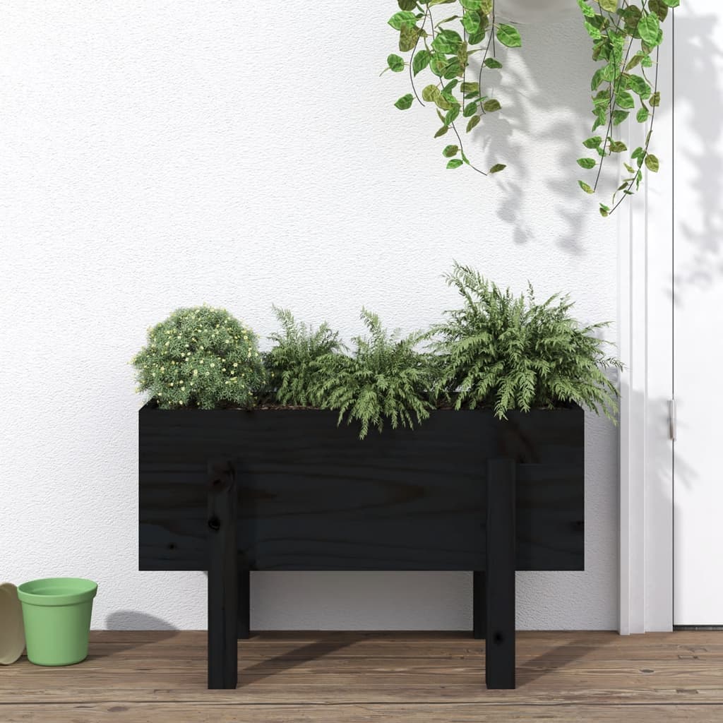 Vidaxl plantenbak 62x30x38 cm massief grenenhout zwart