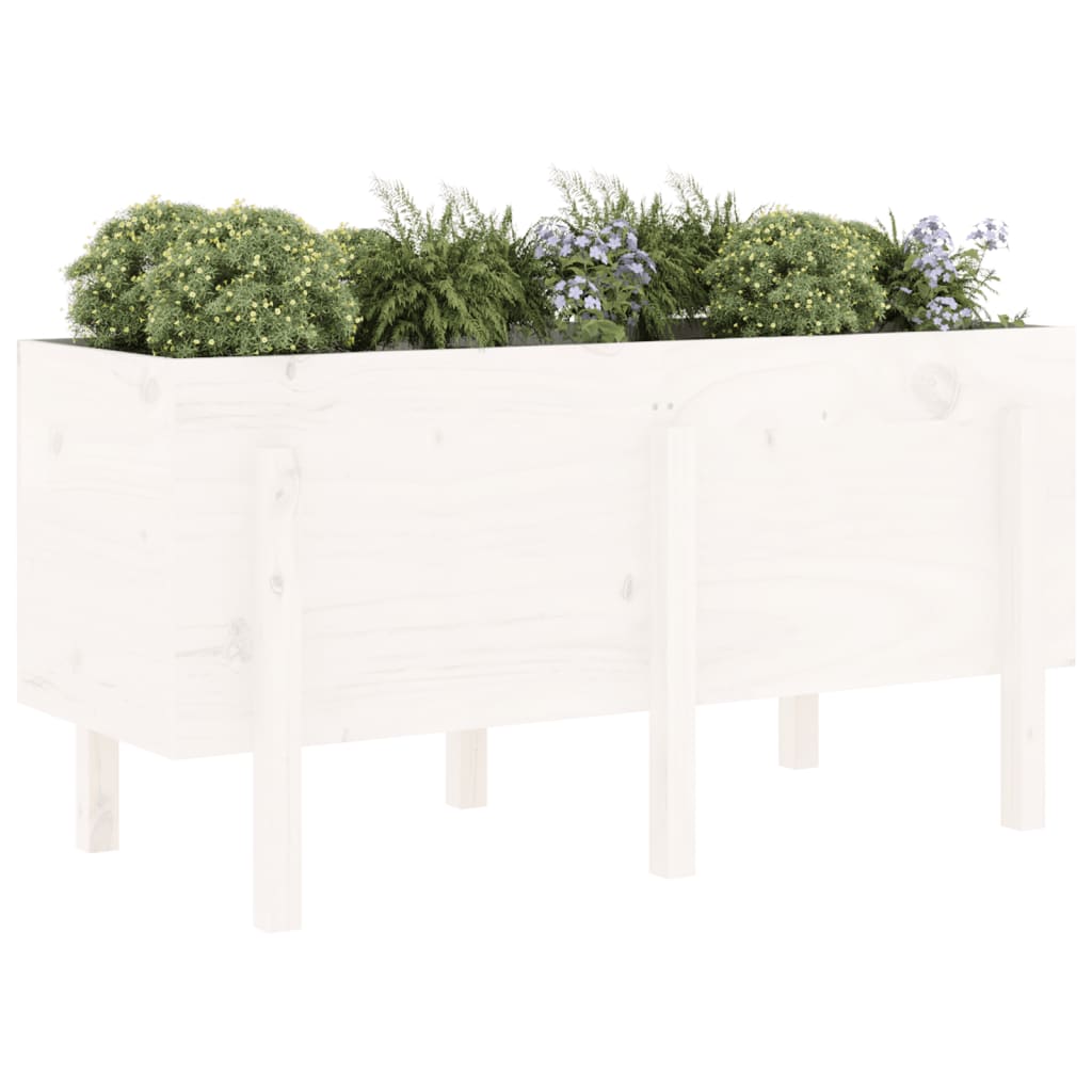 Vidaxl plantenbak verhoogd 121x50x57 cm massief grenenhout wit