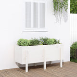 Vidaxl plantenbak verhoogd 121x50x57 cm massief grenenhout wit