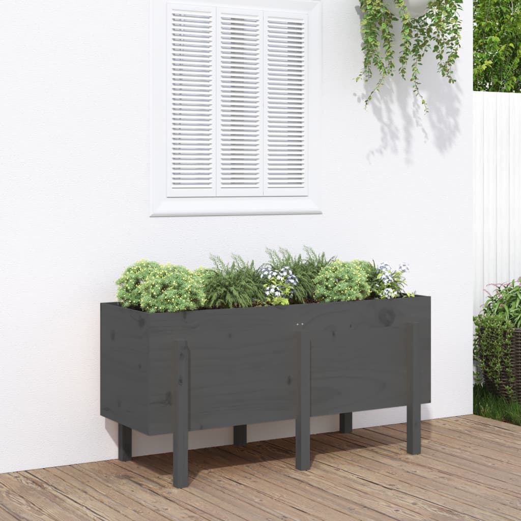 Vidaxl plantenbak verhoogd 121x50x57 cm massief grenenhout grijs