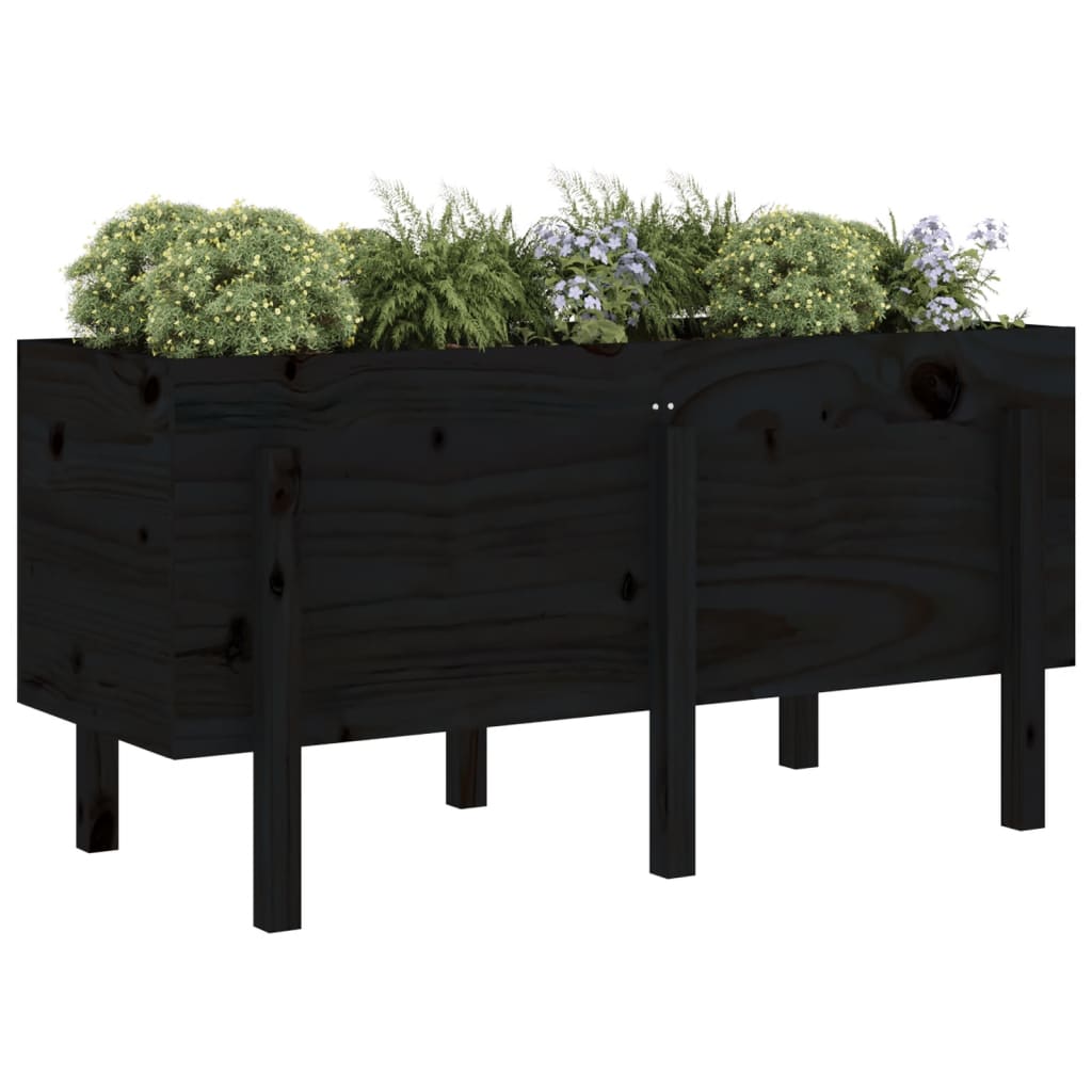 Vidaxl plantenbak verhoogd 121x50x57 cm massief grenenhout zwart