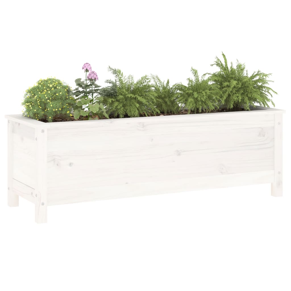 Vidaxl plantenbak verhoogd 119,5x40x39 cm massief grenenhout wit