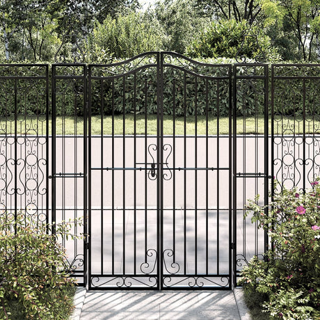 Vidaxl poort 121x8x150 cm smeedijzer zwart