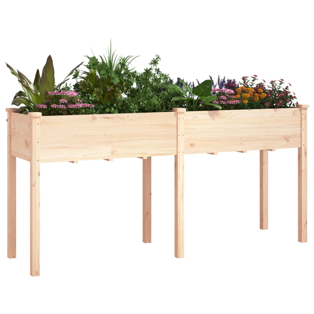 Vidaxl plantenbak met voering 161x45x76 cm massief vurenhout