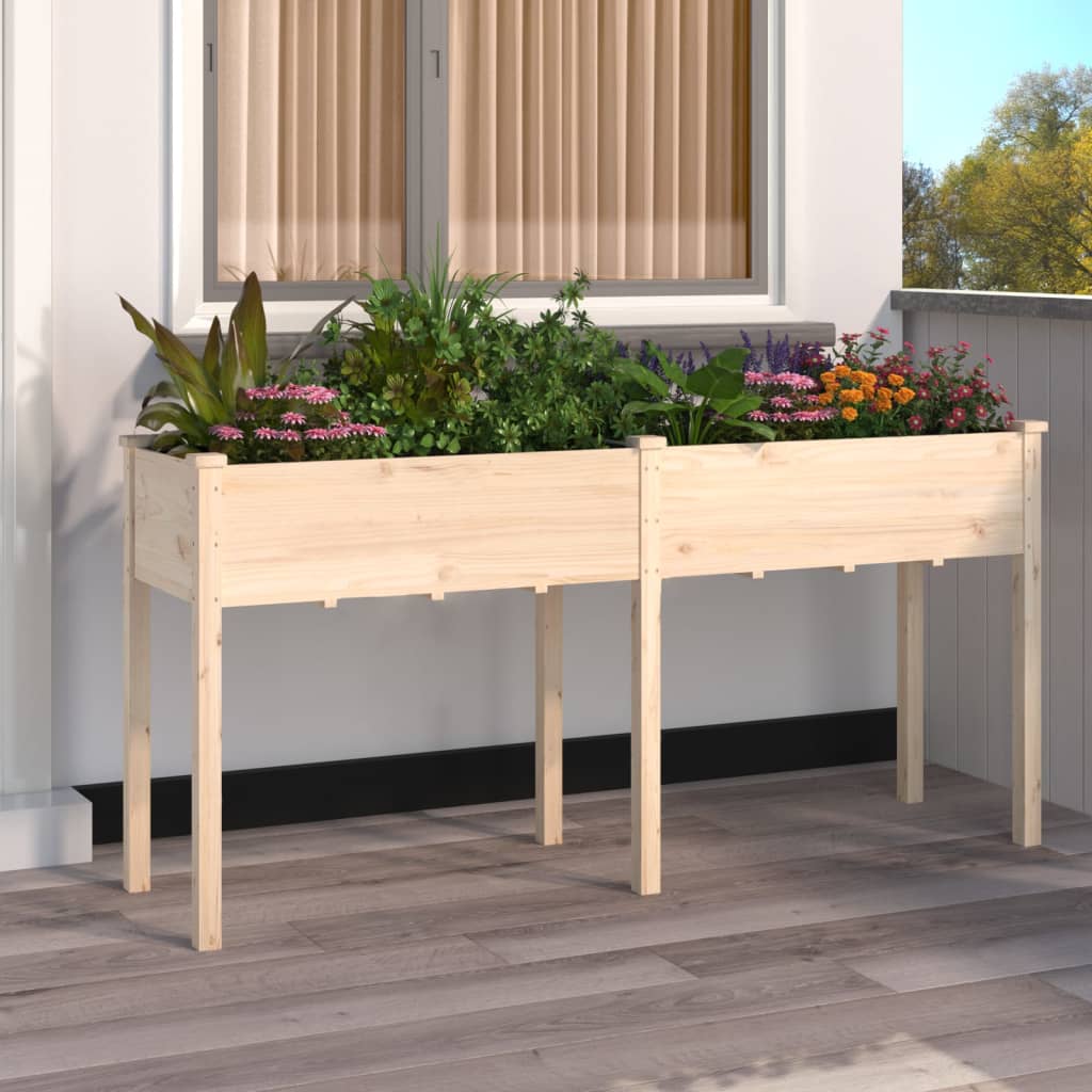 Vidaxl plantenbak met voering 161x45x76 cm massief vurenhout